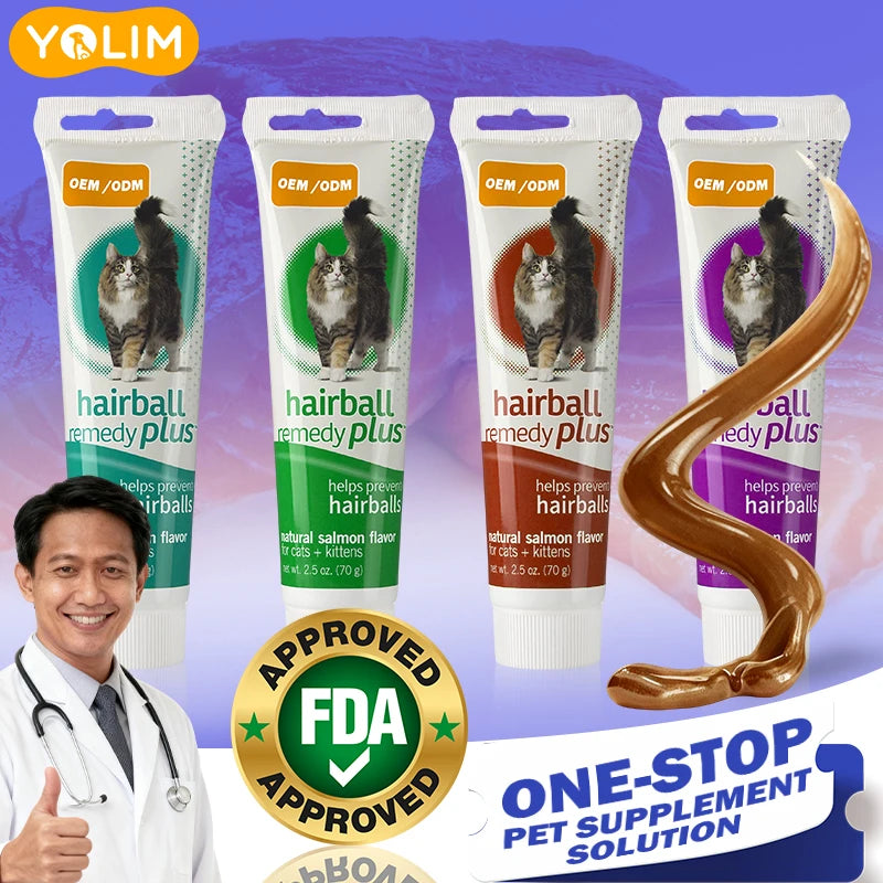 Hot Selling  Pet Hairball Relief Gel Pet Health Care & Supplements Dog Probiotics with Salmon Oil