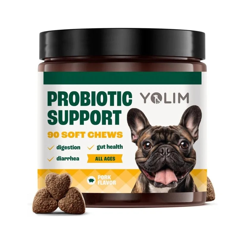 OEM ODM Service Probiotic Support Chews for Dogs Reduce Bloating & Flatulence with Beneficial Bacteria 90Soft Chews Free Sample