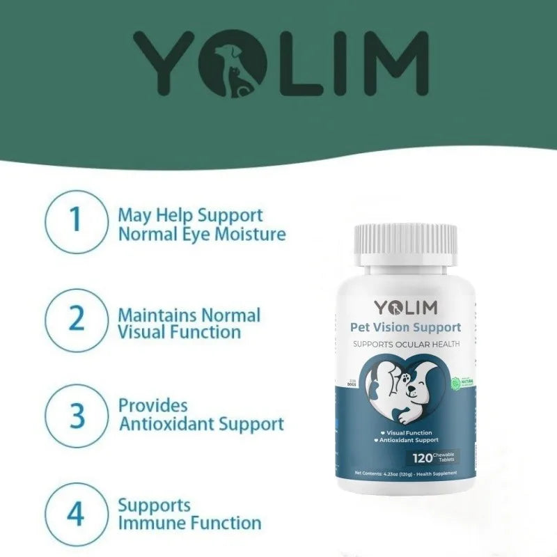 Private Label Pet Vision Support Tablet for Dogs Help Reduce Tear Stains & Eye Discharge with Selenium 120 Tablets Fast Shipping