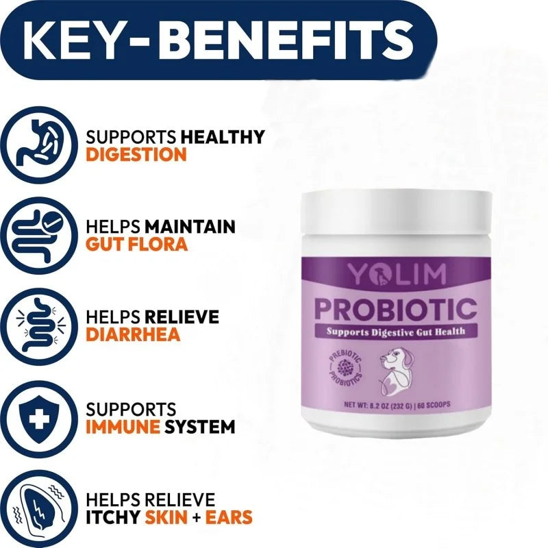 Free Design Service Dietary Fiber Gut Health with Probiotics for All Breeds Pet Supplements and Vitamins Powder Fast Shipping