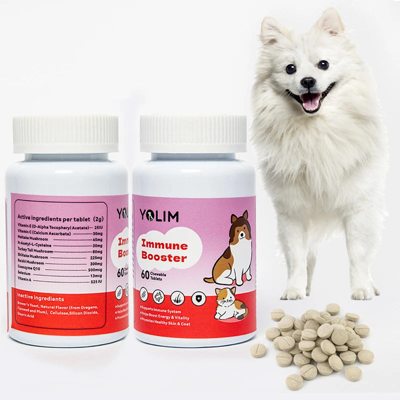 Factory Direct Pet Immune Care Tablets for Dogs & Cats Supports Overall Vitality with Colostrum 90 Tablets for All Breeds
