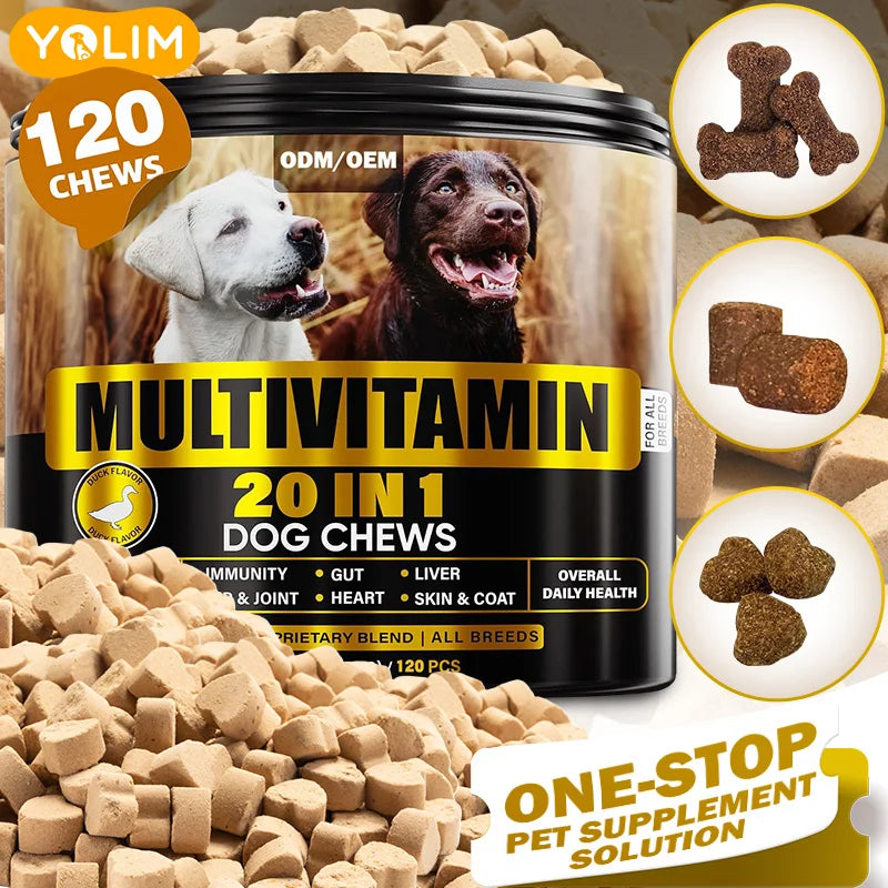 Wholesale Multivitamin Soft Chews for Dogs Overall Nutritional Balance with Calcium 120 Chewable for All Breeds