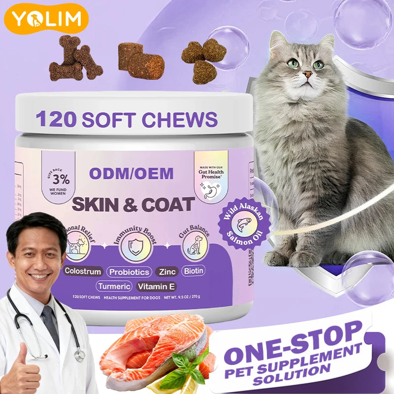 Salmon Oil & Omega-3 Soft Chews for Skin & Allergy Support | OEM/Private Label
