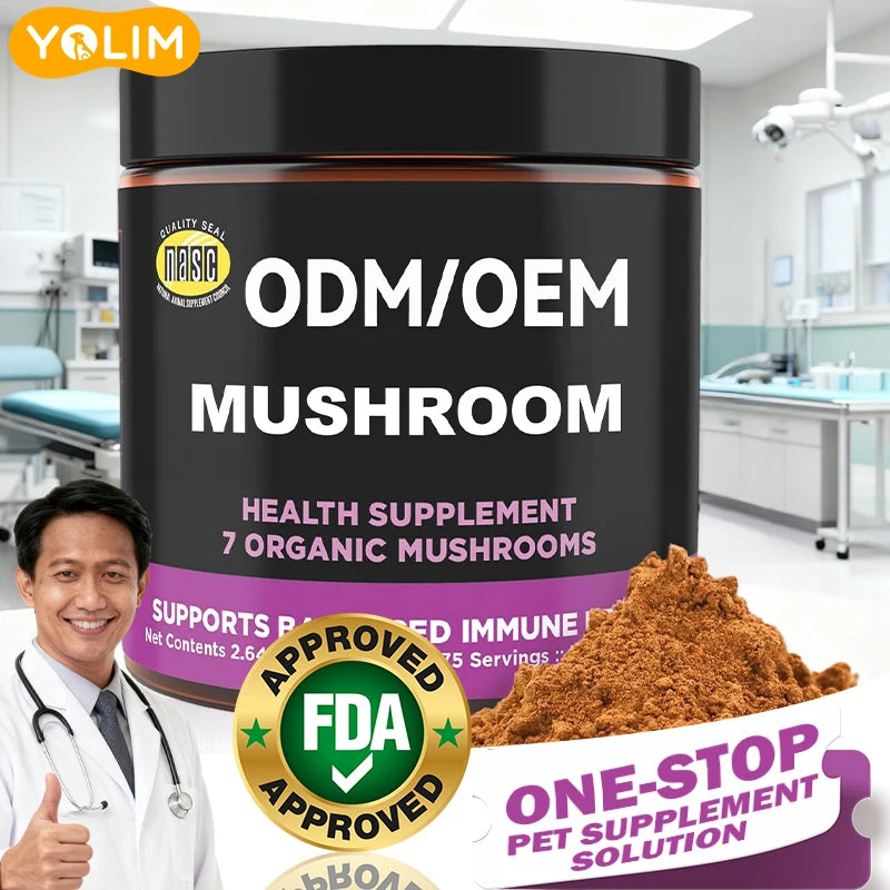 Private Label Customization Supports Immune System & Respiratory Health Dog Mushroom Powder Pet Supplements Fast Shipping