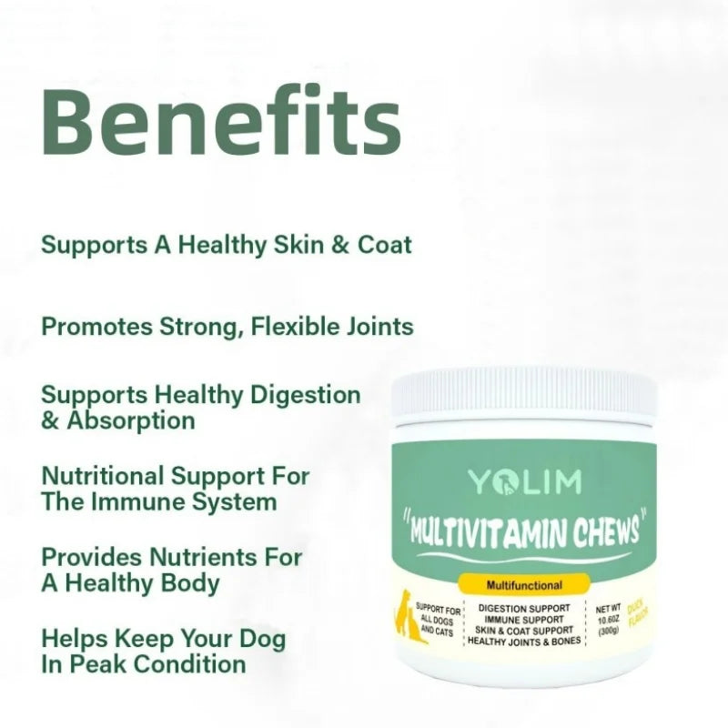 Private Custom Multivitamin Chews for Pet Health Care Boost Physical Stamina with Potassium 300g Duck Flavor