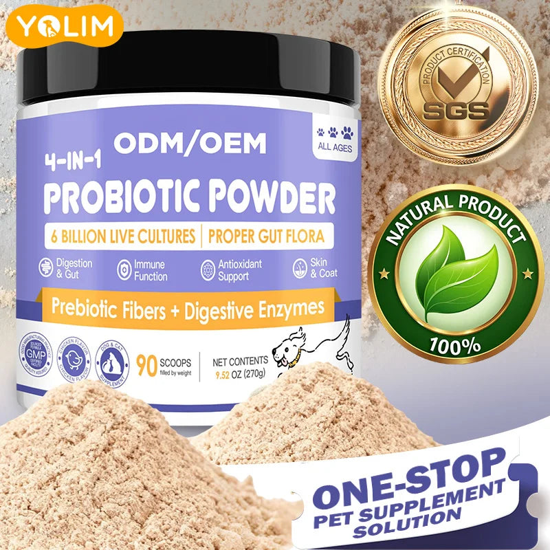 Minor Customization Supported Digestion Health with Probiotics for Dogs & Cats Pet Supplements Powder Secure Packaging