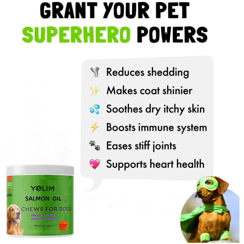 Private Label  Dog Soft Chews Supports Skin & Coat Health and Reduces Shedding Salmon Oil for All Breeds