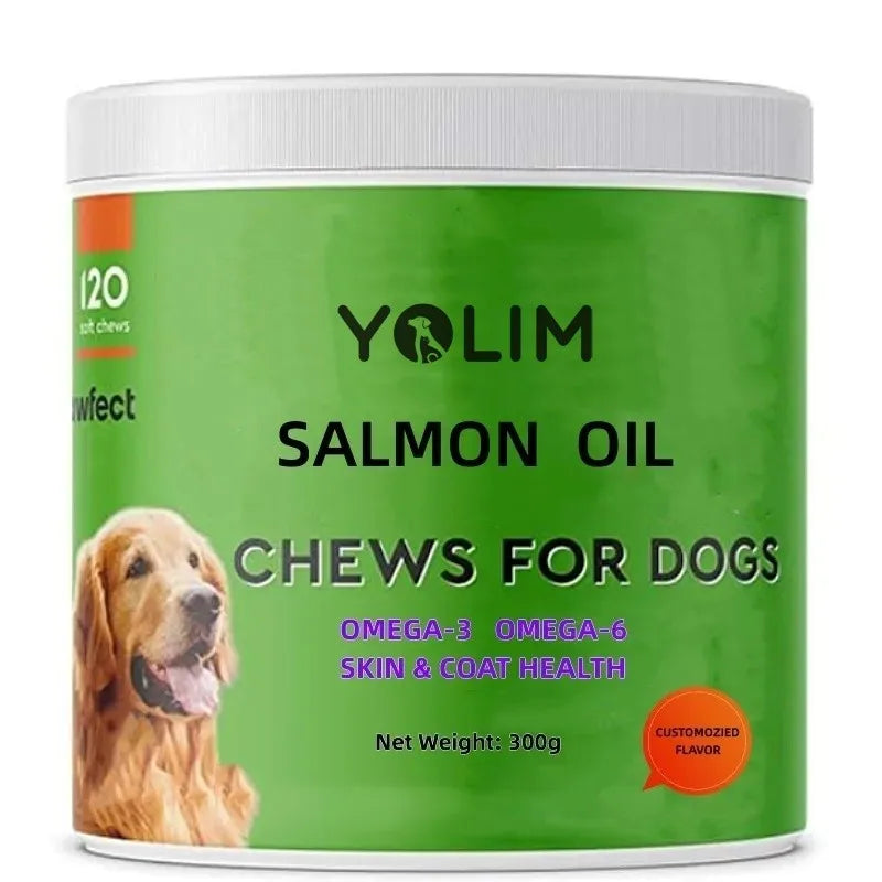 Private Label  Dog Soft Chews Supports Skin & Coat Health and Reduces Shedding Salmon Oil for All Breeds