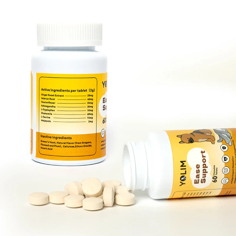 Customized Relaxation Tablets for Pet Supplements Eases Separation Anxiety with Passionflower 120 Tablets for All Breeds