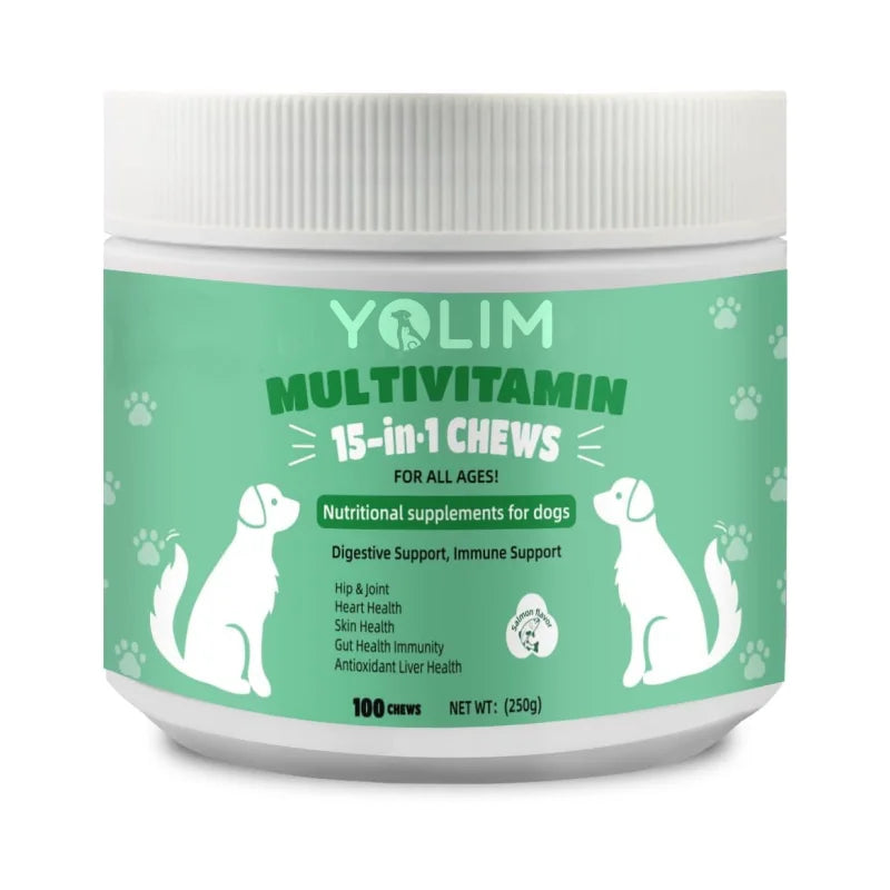 Private Label Multivitamin 15 in 1 Chews for Dogs Enhance Nutrient Absorption with Manganese 250g 100 Chewable Free Sample