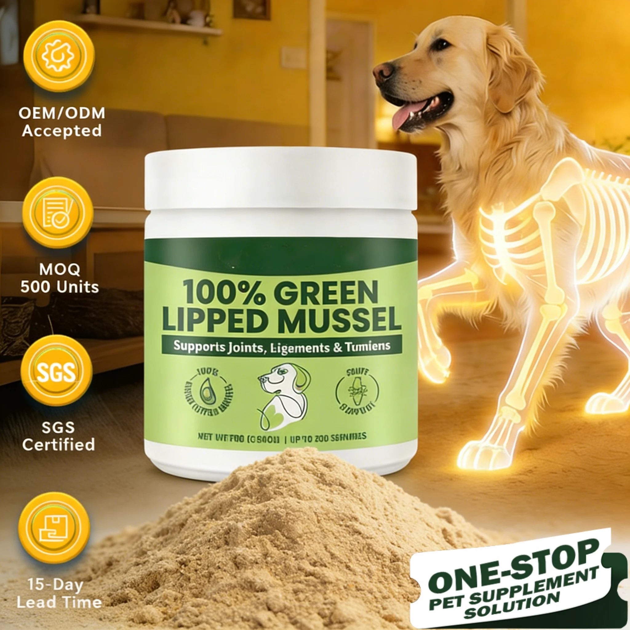 Finished Product Full Inspection Promote Mobility Dog Hip and Joint Powder for All Breeds Pet Supplements Fast Shipping