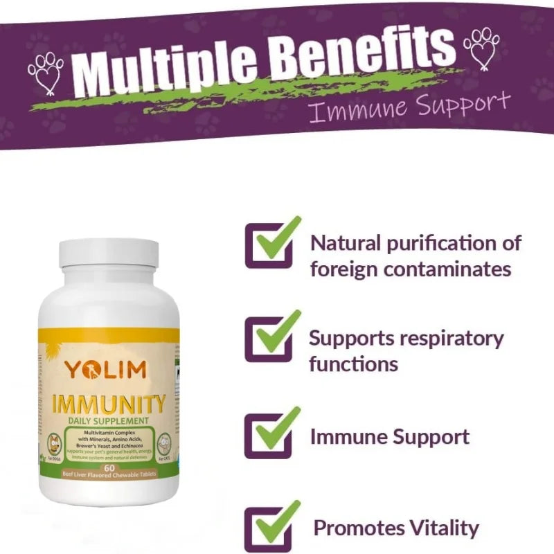 Private Custom Immune Support Plus Tablets for Pet Supplements Promotes Long-term Health and Longevity with Omega-3 60 Tablets