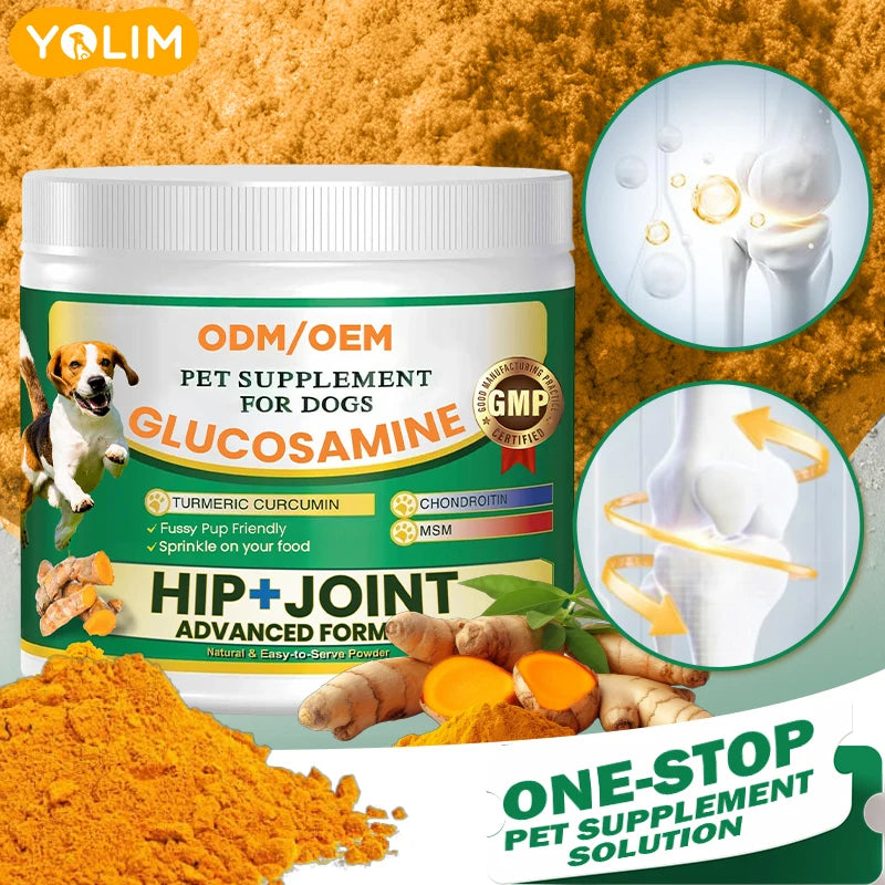 Professional R&D Team Joint Pain Relief Dog Vitamins Powder Glucosamine for Dogs Pet Supplements Secure Packaging