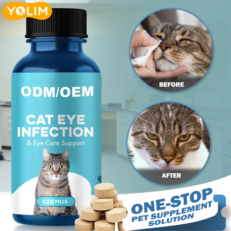 OEM ODM Service Eye Infection Tablet for Cat Improves Blood Circulation in Eyes with Taurine 120 Pills Free Sample