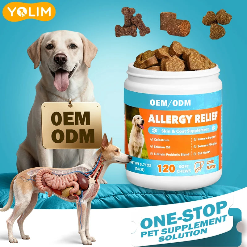 OEM/ODM Service Dog Allergy Relief Chews Pet Supplement with Omega 3 Pet Supplements and Vitamins